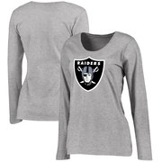 Add Oakland Raiders NFL Pro Line Women's Plus Size Primary Logo Long Sleeve T-Shirt - Heathered Gray To Your NFL Collection