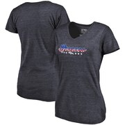 Add Denver Broncos NFL Pro Line by Fanatics Branded Women's Spangled Script Tri-Blend T-Shirt - Navy To Your NFL Collection