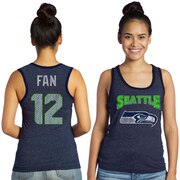 Add 12s Seattle Seahawks Majestic Women's Tri-Blend Wordmark Name & Number Tank Top - College Navy To Your NFL Collection