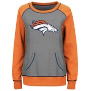 Add Denver Broncos Majestic Women's Overtime Queen Crew Neck Sweatshirt - Gray/Orange To Your NFL Collection