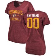 Add Women's Burgundy Washington Redskins Distressed Custom Name & Number Tri-Blend V-Neck T-Shirt To Your NFL Collection