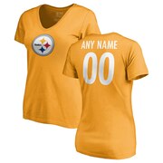 Add Pittsburgh Steelers NFL Pro Line Women's Personalized Name & Number Logo T-Shirt - Gold To Your NFL Collection