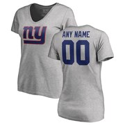 Add New York Giants NFL Pro Line Women's Personalized Name & Number Logo T-Shirt - Ash To Your NFL Collection