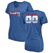 Add New York Giants NFL Pro Line by Fanatics Branded Women's Personalized Retro Tri-Blend V-Neck T-Shirt - Royal To Your NFL Collection