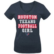 Houston Texans 5th & Ocean by New Era Girls Youth Football Girl Tri-Blend V-Neck T-Shirt - Navy