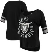 Add Oakland Raiders 5th & Ocean by New Era Women's Novelty Dolman Sleeve Scoop Neck T-Shirt - Black To Your NFL Collection