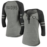 Add Oakland Raiders New Era Women's Tri-Blend 3/4-Sleeve Raglan Laceup T-Shirt – Heathered Gray To Your NFL Collection