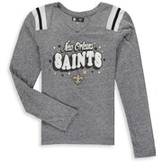 New Orleans Saints New Era Girls Youth Starring Role Long Sleeve Tri-Blend V-Neck T-Shirt – Heathered Gray