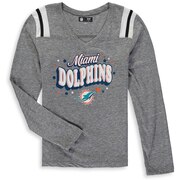Miami Dolphins New Era Girls Youth Starring Role Long Sleeve Tri-Blend V-Neck T-Shirt – Heathered Gray