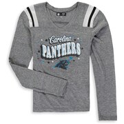 Carolina Panthers New Era Girls Youth Starring Role Long Sleeve Tri-Blend V-Neck T-Shirt – Heathered Gray