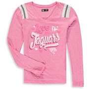Jacksonville Jaguars New Era Girls Youth Love for My Team Long Sleeve Tri-Blend V-Neck T-Shirt – Pink