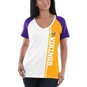 Add Minnesota Vikings Majestic Women's The Highlight V-Neck T-Shirt - White/Purple To Your NFL Collection