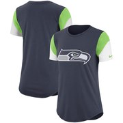 Add Seattle Seahawks Nike Women's Tri-Blend Team Fan T-Shirt – College Navy/Neon Green To Your NFL Collection