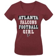 Atlanta Falcons 5th & Ocean by New Era Girls Youth Football Girl Tri-Blend V-Neck T-Shirt - Red