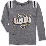 Green Bay Packers New Era Girls Youth Starring Role Long Sleeve Tri-Blend V-Neck T-Shirt – Heathered Gray