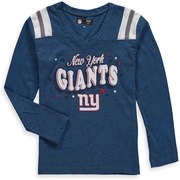 New York Giants New Era Girls Youth Starring Role Long Sleeve Tri-Blend V-Neck T-Shirt – Royal