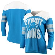 Add Detroit Lions Junk Food Women's Throwback Football Long Sleeve T-Shirt – Blue/White To Your NFL Collection