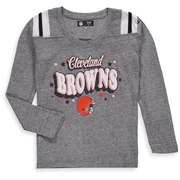 Cleveland Browns New Era Girls Youth Starring Role Long Sleeve Tri-Blend V-Neck T-Shirt – Heathered Gray