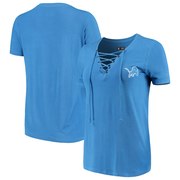 Add Detroit Lions New Era Women's Lace-Up V-Neck T-Shirt – Blue To Your NFL Collection