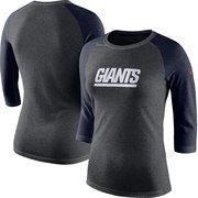 Add New York Giants Nike Women's Marled Throwback Logo Tri-Blend 3/4-Sleeve Raglan T-Shirt - Charcoal/Navy To Your NFL Collection