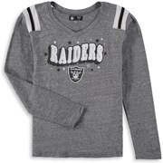 Oakland Raiders New Era Girls Youth Starring Role Long Sleeve Tri-Blend V-Neck T-Shirt – Heathered Gray