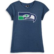 Add Seattle Seahawks New Era Girls Youth Retro Logo V-Neck Tri-Blend T-Shirt – Heathered Royal To Your NFL Collection