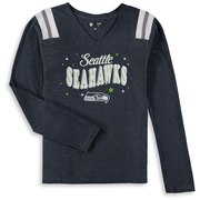 Seattle Seahawks New Era Girls Youth Starring Role Long Sleeve Tri-Blend V-Neck T-Shirt – College Navy