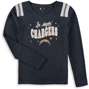 Los Angeles Chargers New Era Girls Youth Starring Role Long Sleeve Tri-Blend V-Neck T-Shirt – Navy