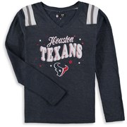 Houston Texans New Era Girls Youth Starring Role Long Sleeve Tri-Blend V-Neck T-Shirt – Navy