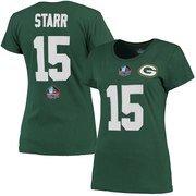 Add Bart Starr Green Bay Packers Majestic Women's Hall of Fame Fair Catch V T-Shirt - Green To Your NFL Collection