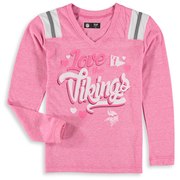 Add Minnesota Vikings New Era Girls Youth Love for My Team Long Sleeve Tri-Blend V-Neck T-Shirt – Pink To Your NFL Collection