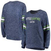 Add Seattle Seahawks New Era Women's Glitter Space Dye Crew Neck Tri-Blend Sweatshirt - College Navy To Your NFL Collection