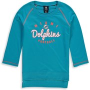 Add Miami Dolphins Girls Youth Overthrow 3/4-Sleeve Crew Sweatshirt – Aqua To Your NFL Collection