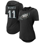 Add Carson Wentz Philadelphia Eagles Majestic Threads Women's Hilo Name & Number Hooded T-Shirt - Black To Your NFL Collection