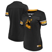 Add Pittsburgh Steelers Majestic Women's Historic Game Day Draft Me Lace-Up V-Neck T-Shirt - Black/Yellow To Your NFL Collection