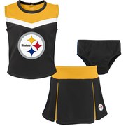 Add Pittsburgh Steelers Girls Toddler Two-Piece Spirit Cheerleader Set with Bloomers - Black/Gold To Your NFL Collection