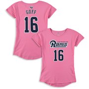 Jared Goff Los Angeles Rams Girls Youth Dolman Mainliner Name & Number T-Shirt – Pink