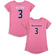 Russell Wilson Seattle Seahawks Girls Youth Dolman Mainliner Name & Number T-Shirt – Pink