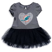 Add Miami Dolphins Girls Infant Celebration Scoop Neck Tutu Dress – Navy/White To Your NFL Collection