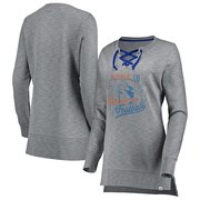 Add Denver Broncos Majestic Women's Historic Hyper Lace-Up Tunic Sweatshirt - Heathered Gray To Your NFL Collection