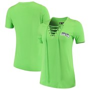 Add Seattle Seahawks New Era Women's Lace-Up V-Neck T-Shirt – Neon Green To Your NFL Collection