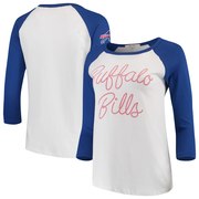 Add Buffalo Bills Junk Food Women's Retro Script Raglan 3/4-Sleeve T-Shirt – White/Royal To Your NFL Collection