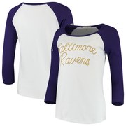 Add Baltimore Ravens Junk Food Women's Retro Script Raglan 3/4-Sleeve T-Shirt – White/Purple To Your NFL Collection