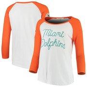 Add Miami Dolphins Junk Food Women's Retro Script Raglan 3/4-Sleeve T-Shirt – White/Orange To Your NFL Collection