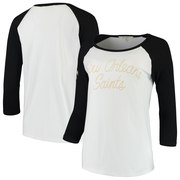 Add New Orleans Saints Junk Food Women's Retro Script Raglan 3/4-Sleeve T-Shirt – White/Black To Your NFL Collection