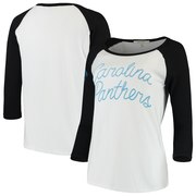Add Carolina Panthers Junk Food Women's Retro Script Raglan 3/4-Sleeve T-Shirt – White/Black To Your NFL Collection