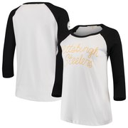 Add Pittsburgh Steelers Junk Food Women's Retro Script Raglan 3/4-Sleeve T-Shirt – White/Black To Your NFL Collection