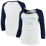 Add Tennessee Titans Junk Food Women's Retro Script Raglan 3/4-Sleeve T-Shirt – White/Navy To Your NFL Collection