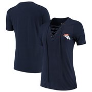 Add Denver Broncos New Era Women's Lace-Up V-Neck T-Shirt – Navy To Your NFL Collection