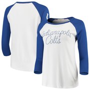 Add Indianapolis Colts Junk Food Women's Retro Script Raglan 3/4-Sleeve T-Shirt – White/Royal To Your NFL Collection